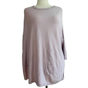 Mer Sea Knit Poncho Sweater Womens Size P Mauve Pink Oversized Pocket Slit Top
